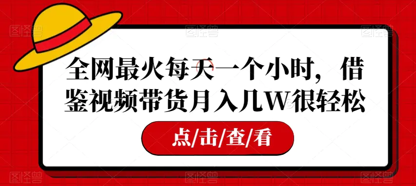 全网最火每天一个小时，借鉴视频带货月入几W很轻松【揭秘】